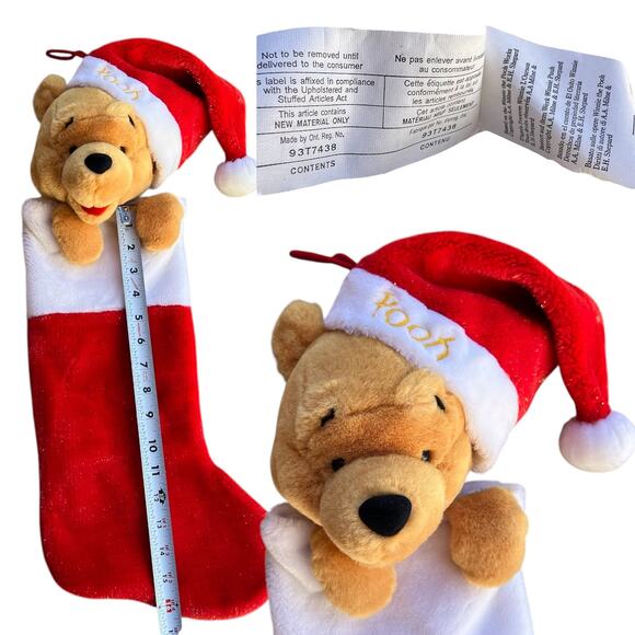 Disney Winnie the Pooh Santa Hat Pooh Plush Head Stocking - Picture 3 of 7